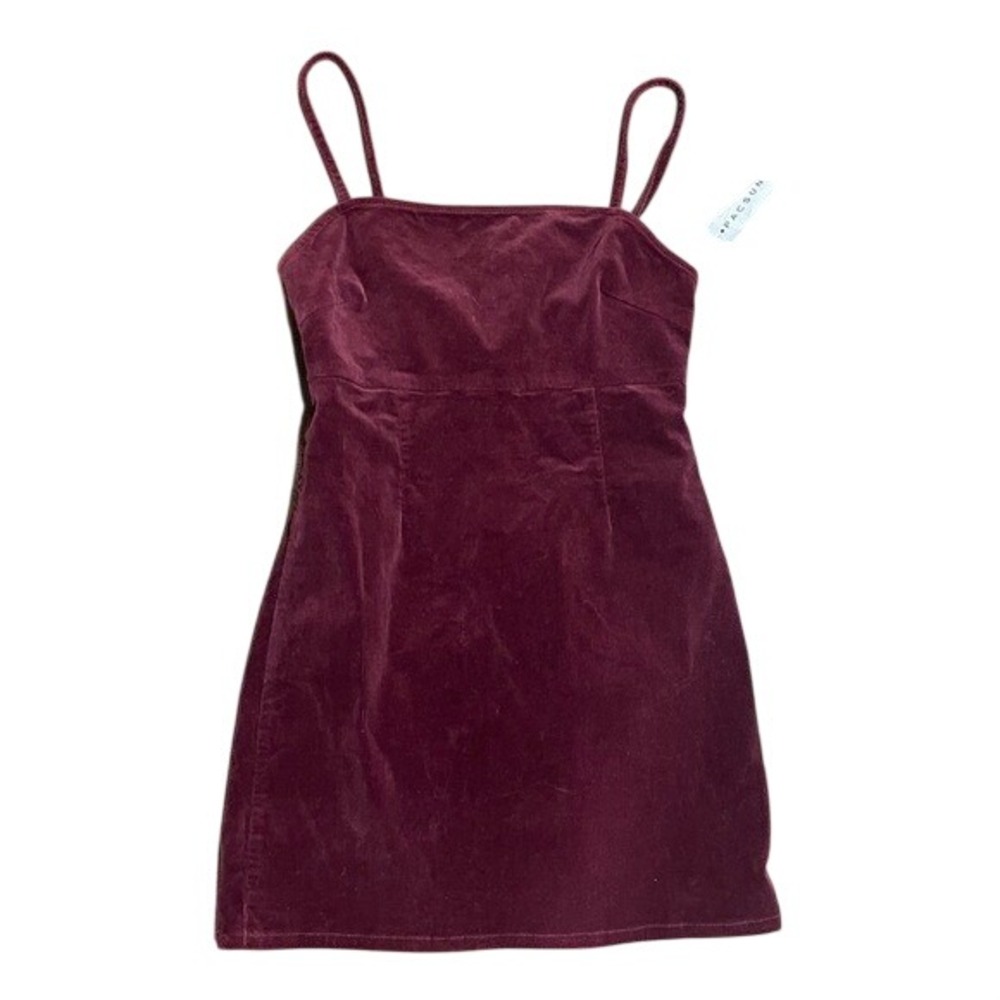 PacSun Womens Corduroy Mini Dress Burgundy Cami Adjustable‎ Straps Small